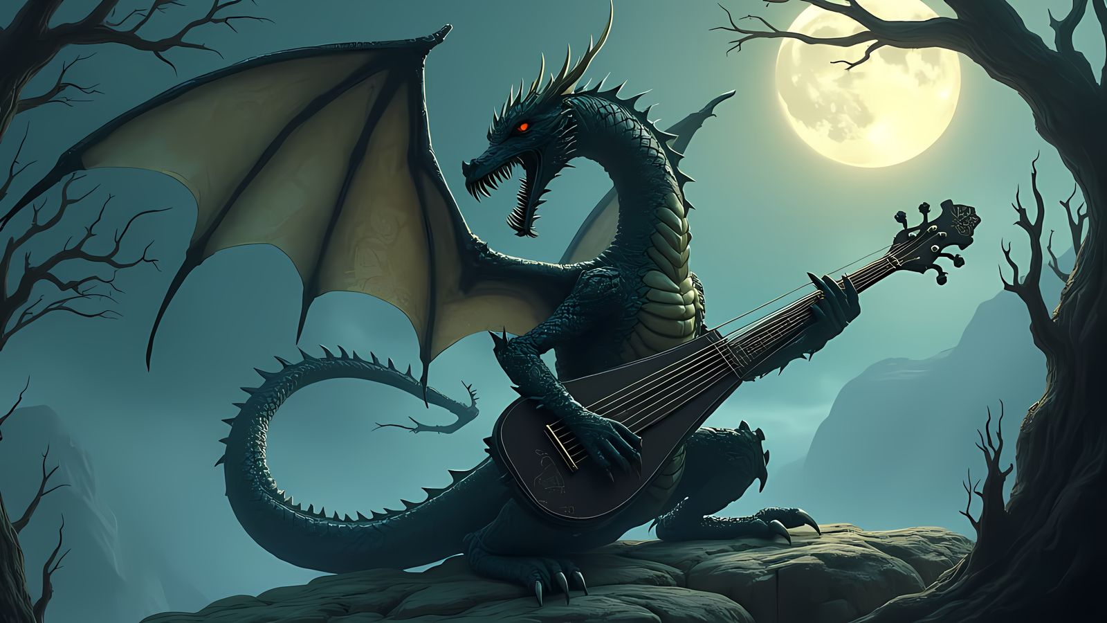 Heavy Metal Dragon with Koto at Night