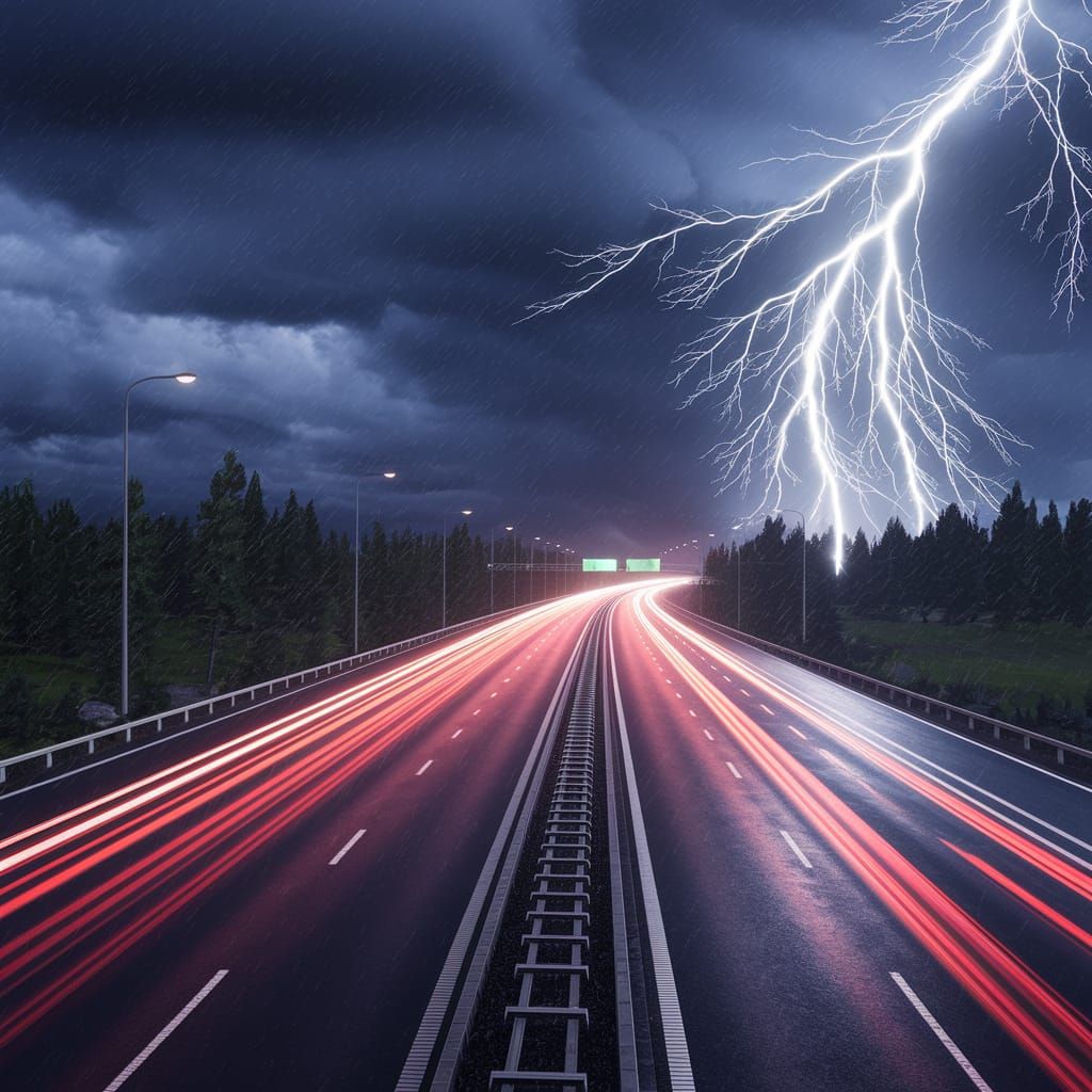Stormy Freeway in Epic 3D Videogame Style