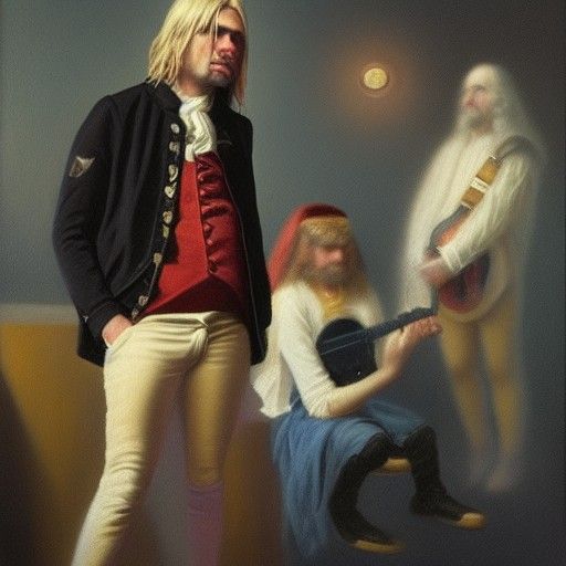 Cobain and Washington: A James Gurney Style Oil Painting