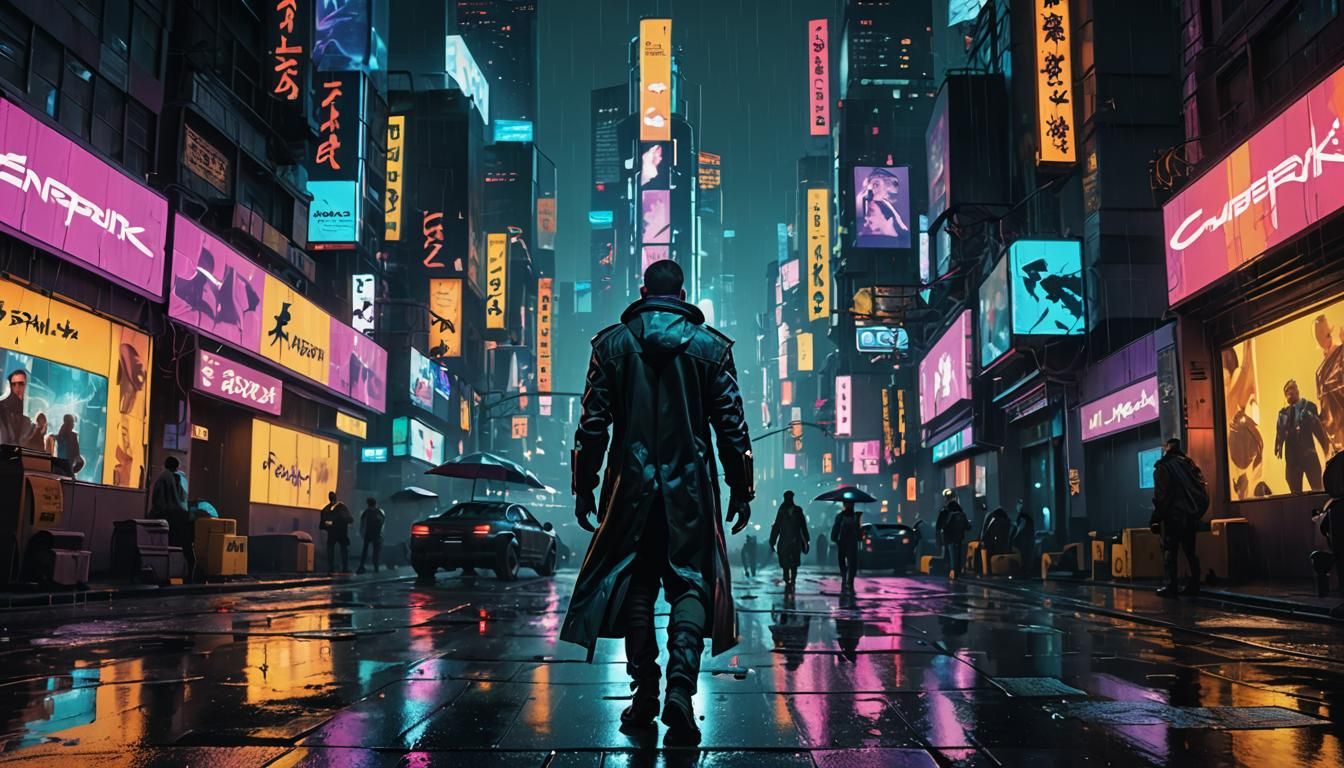 Cyberpunk 2099: Rainy Night in Dystopian New York