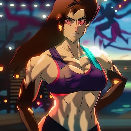 Anime Bodybuilder Portrait in Video Game Style