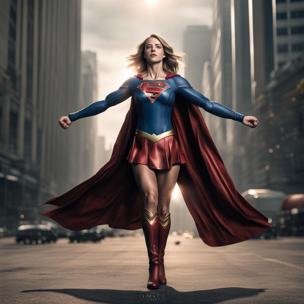 Hyperrealistic Supergirl in T-Pose, Full Body