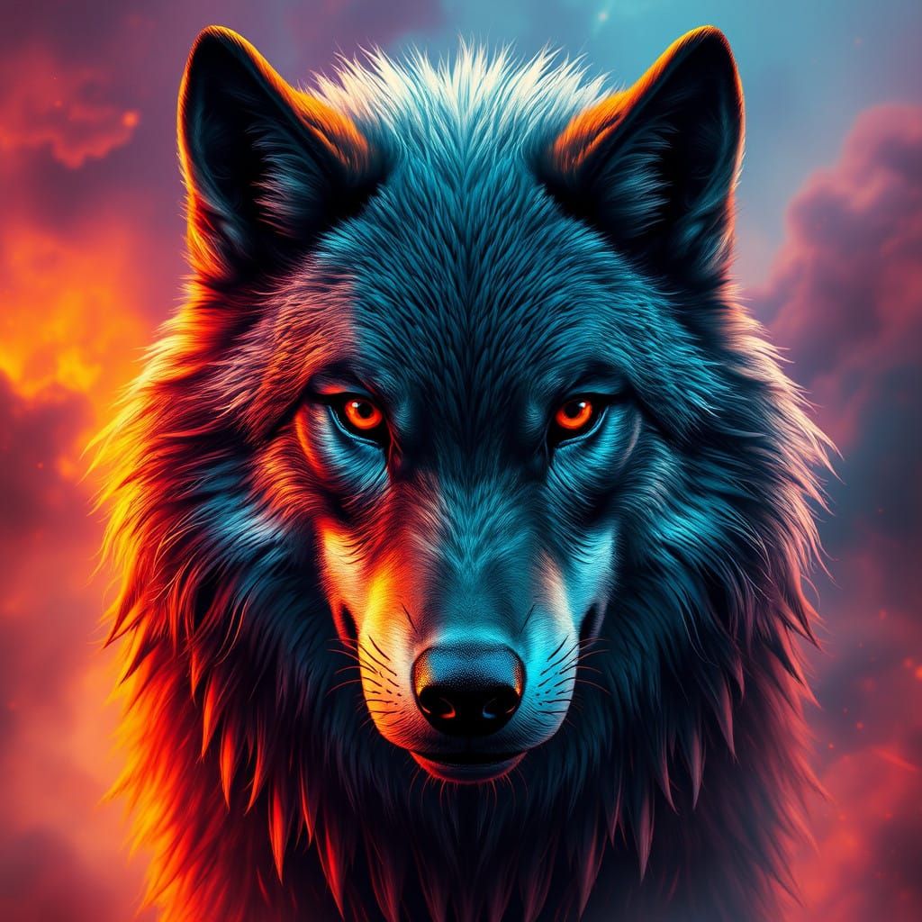 Majestic Alpha Wolf Embodies Adrenaline in Vibrant Mango-Hue...