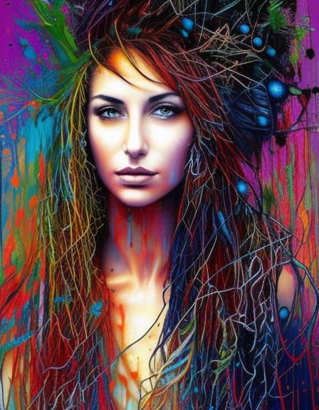 Elegant Portrait in Carne Griffiths Style