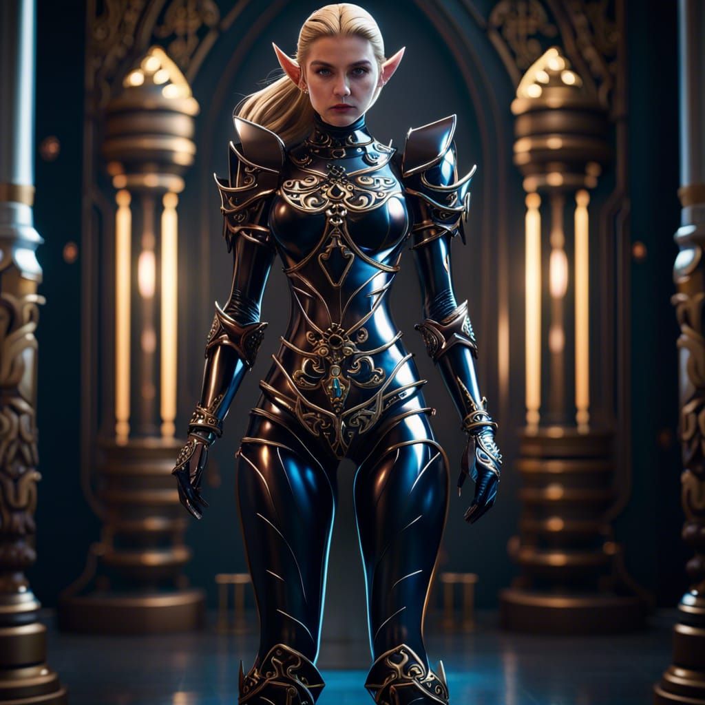 Zelda in Latex Catsuit: Hyperrealistic Fantasy Art