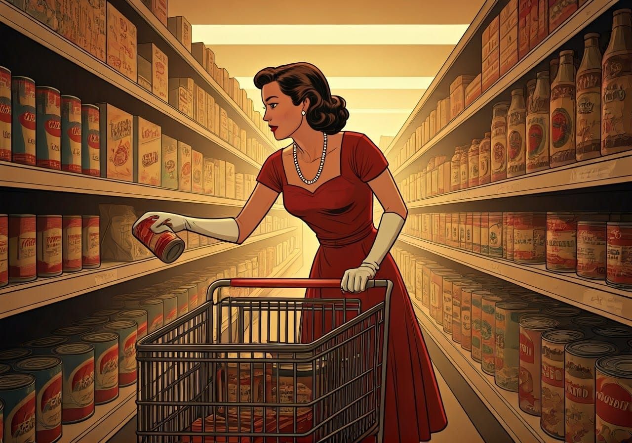 Vintage Woman Embarks on a Daring Grocery Quest