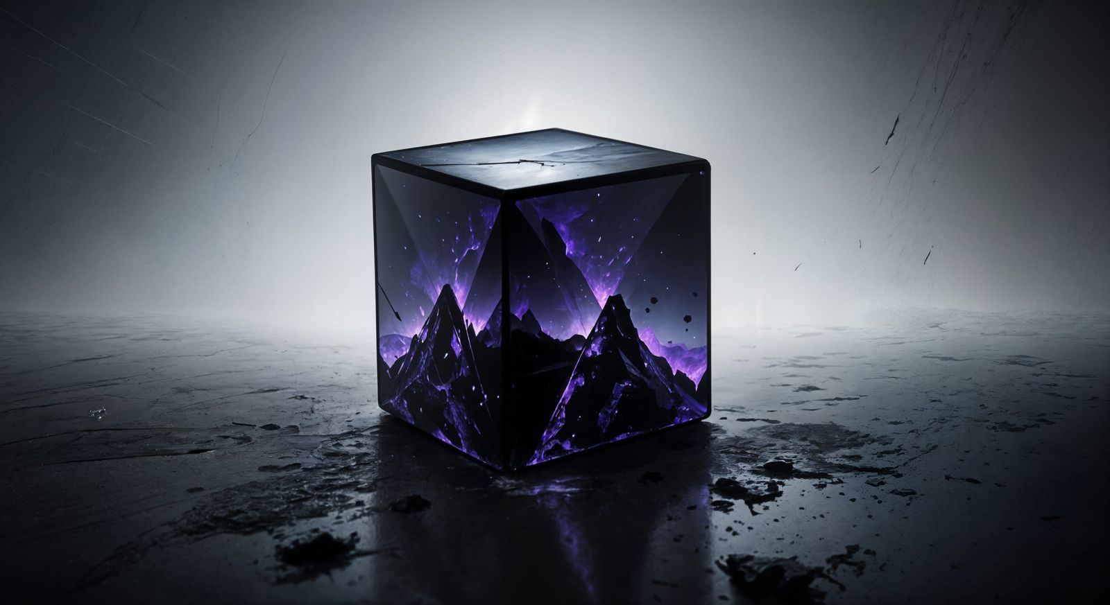 Dramatic Glass Cube Shatters in a Void