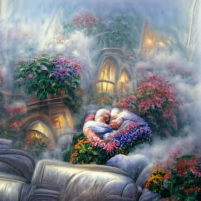 Ethereal Flowers Snuggled Together in a Dreamlike Landscape