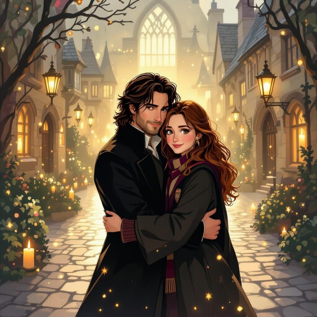 Sirius Black and Hermione Granger Embrace in Hogwarts Courty...