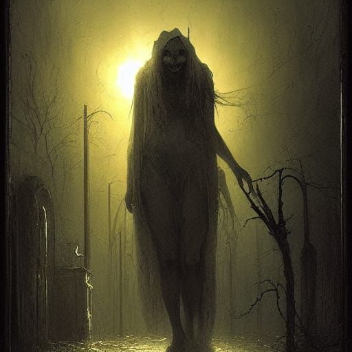 Nightmare Horror Scene in Doré Style