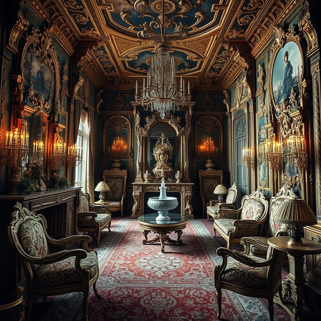 Luxurious Grand Baroque Interior in Hyperrealistic Style