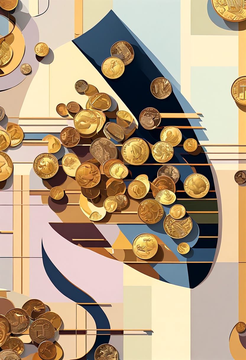 Mosaic Wall Mural of British Coins and Musical Notes