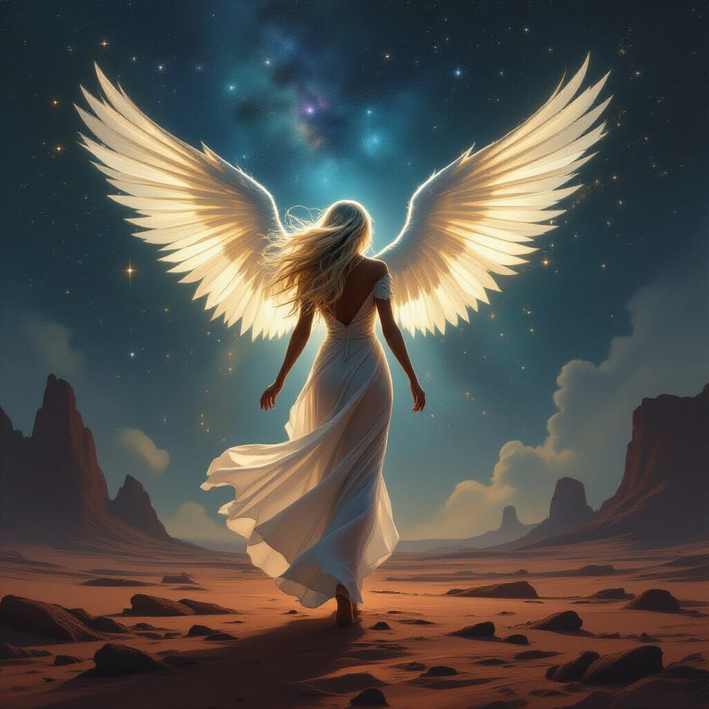 Ethereal Angel Descends to Alien Planet in Sci-Fi Fantasy