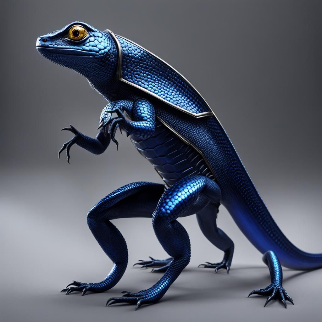 Cyborg Lizard with Shield, Futuristic Design