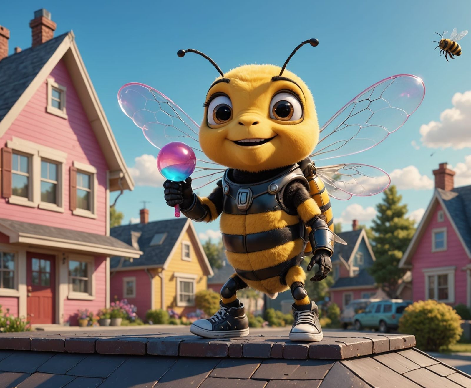 Fuzzy Bumble Bee's Buddy in Industrial Chic Style