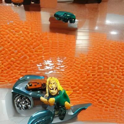 Aquaman Drives a Lego Car