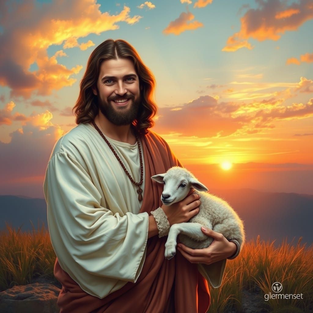 Serene Jesus in Sunset Glory