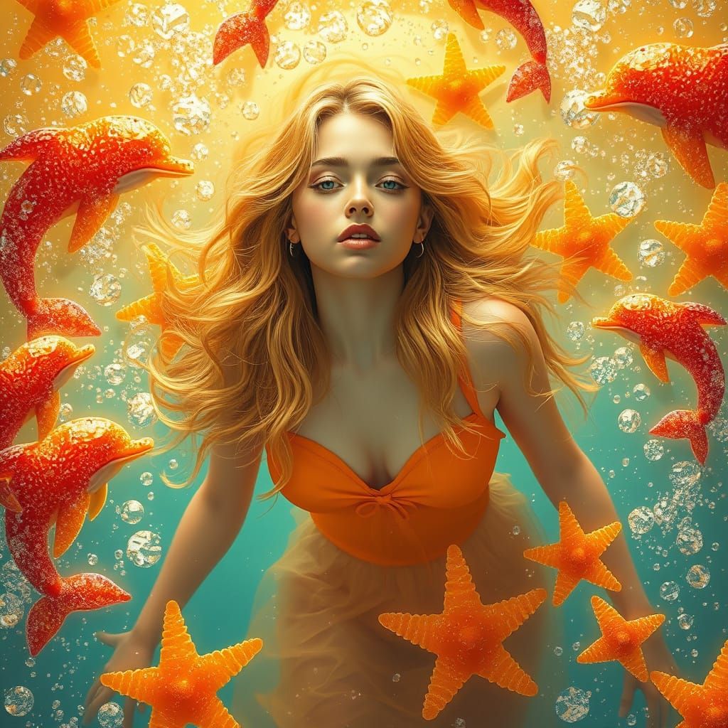 Dreamlike Soda Ocean with Candy Creatures