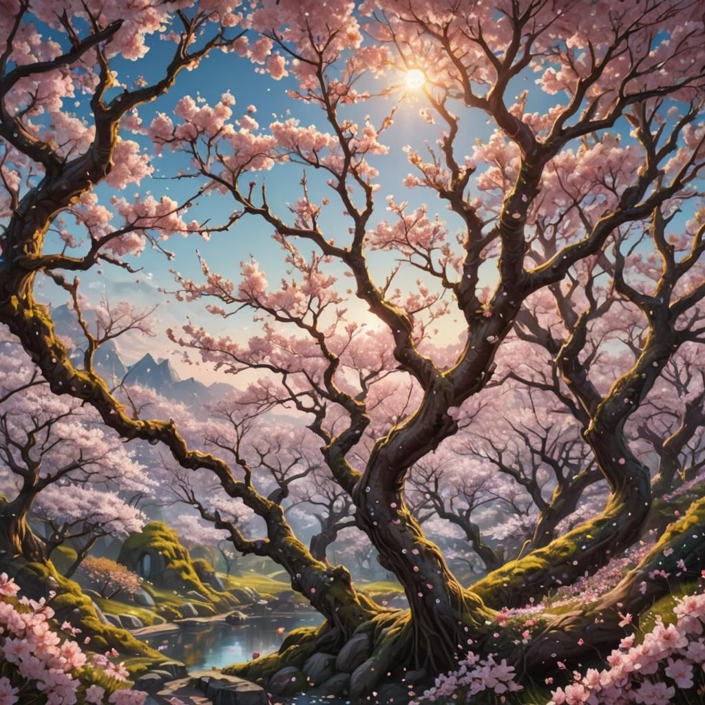 Sparklecore Cherry Blossom Flowerscape at Dawn