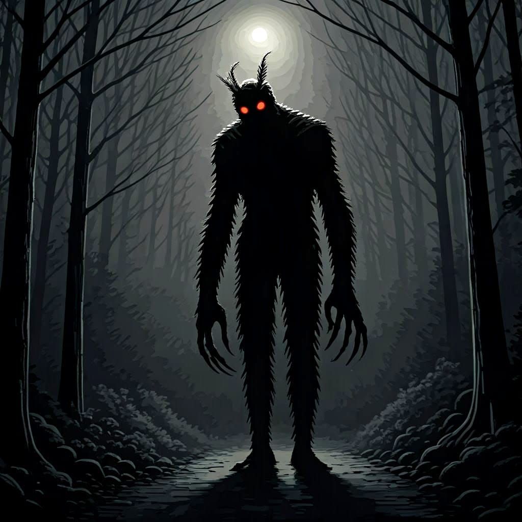 Terrifying Mothman in Dark Horror Style