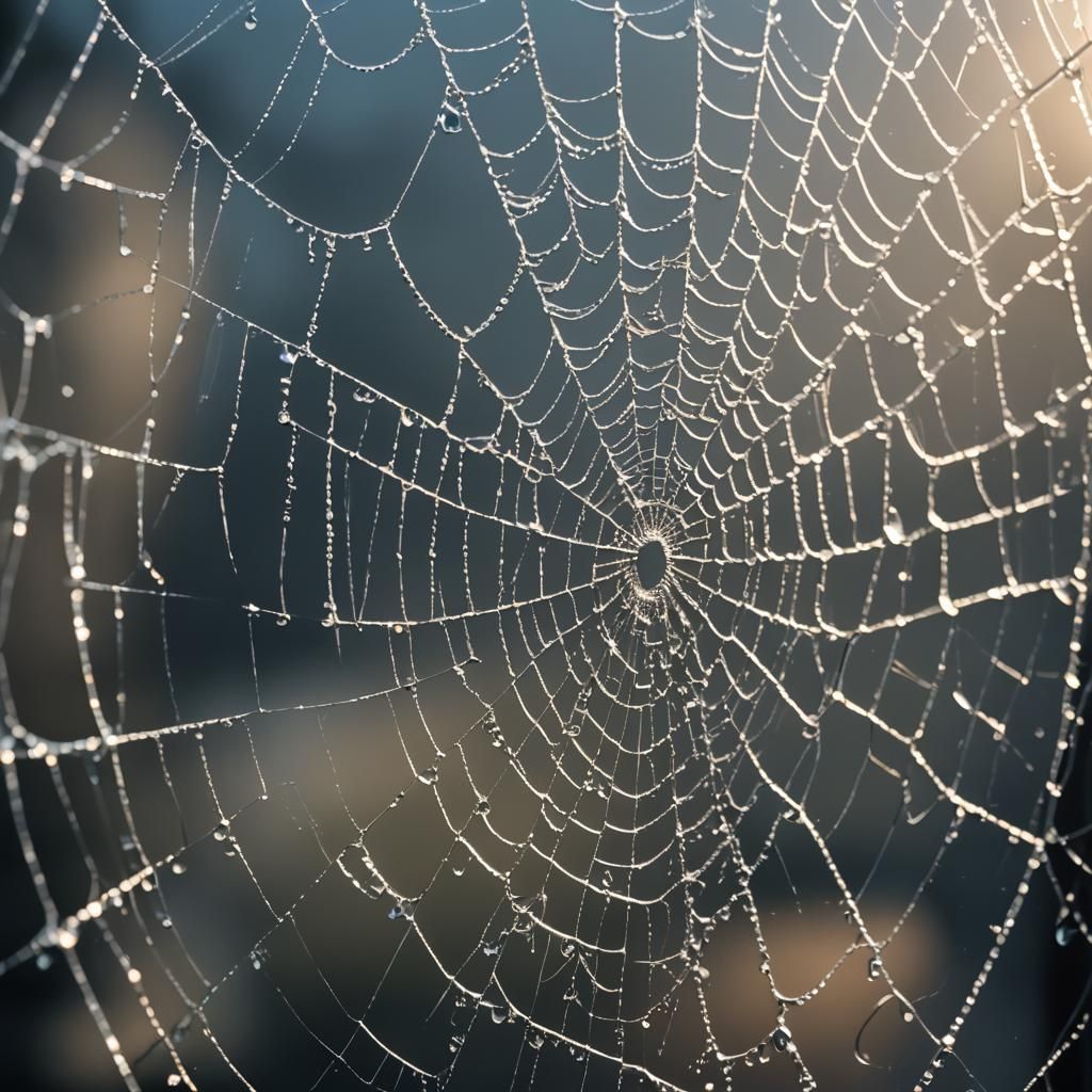 Spiderwebs Emerging from a Mirror in High Contrast