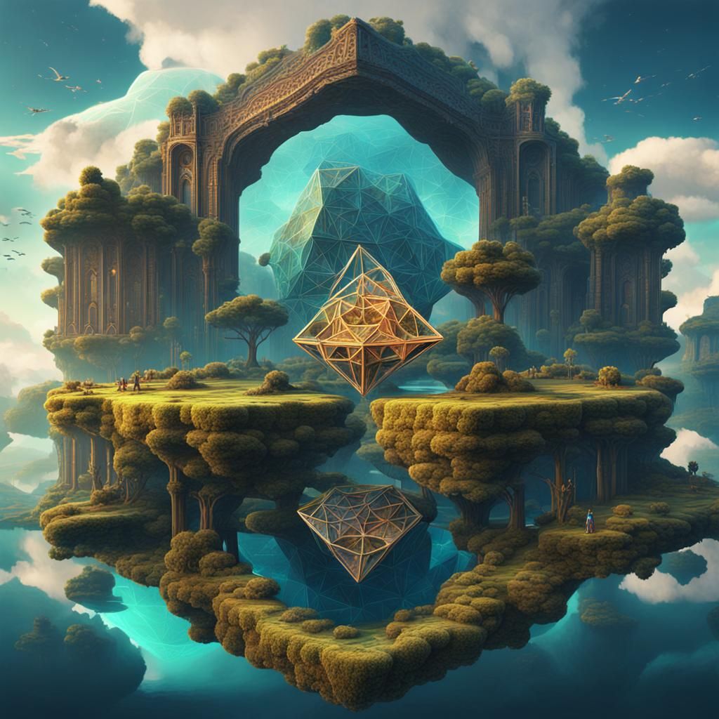 Surreal Geometric Landscape in Detailed Matte Painting