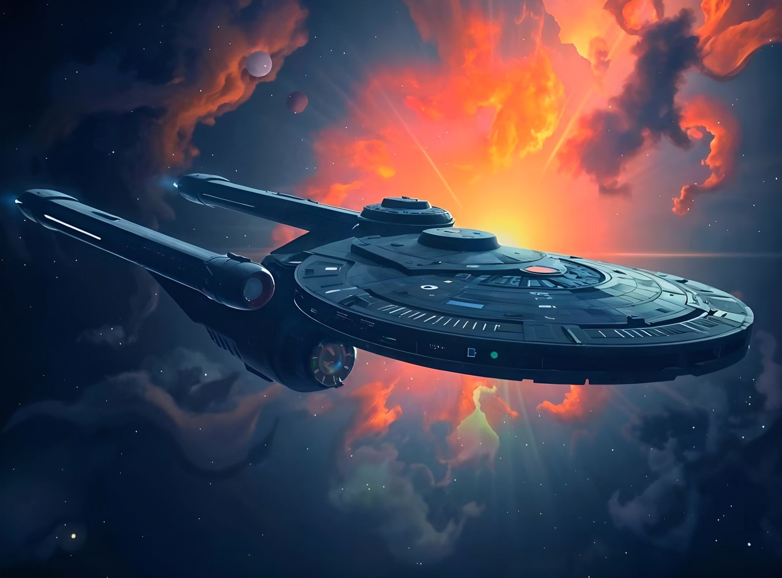Dark Fantasy U.S.S. Enterprise in Cosmic Nebula
