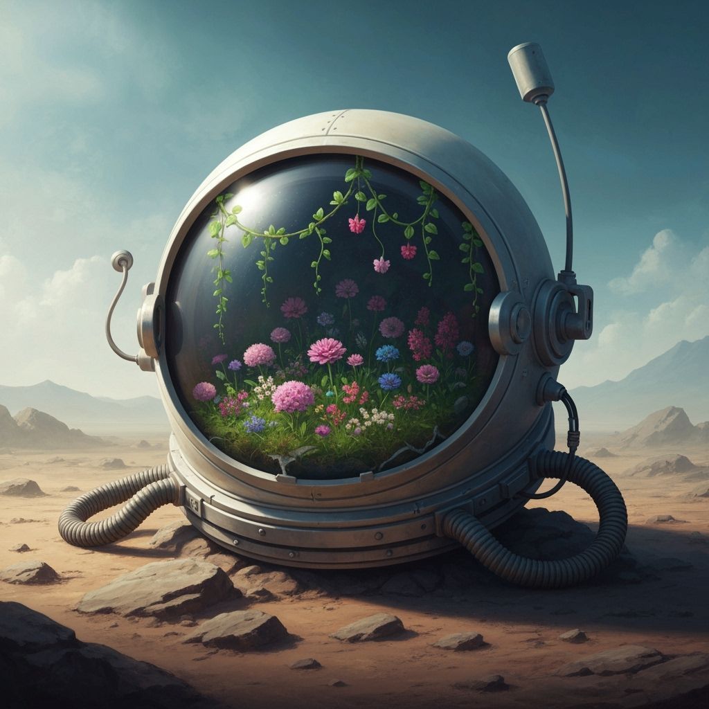 Garden Oasis in Abandoned Astronaut Helmet