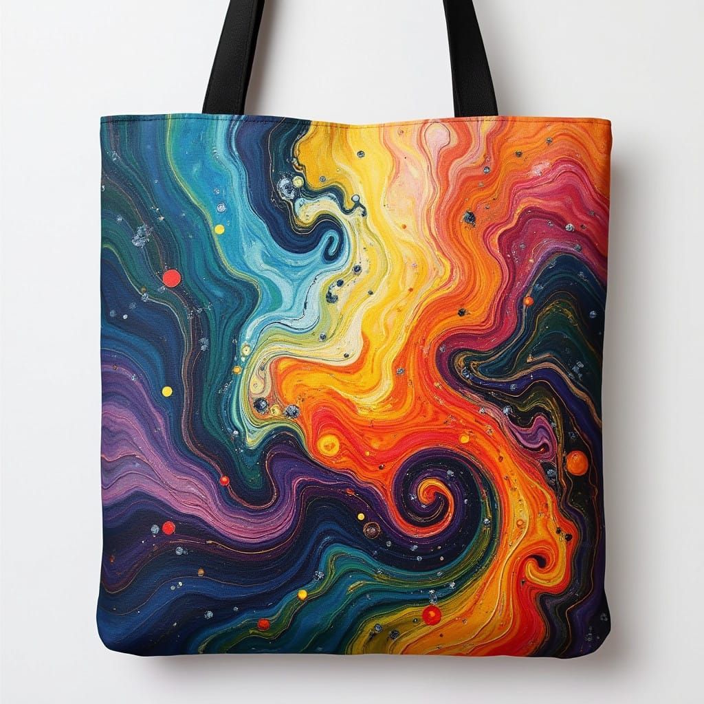 Vibrant Abstract Art on a Tote Bag