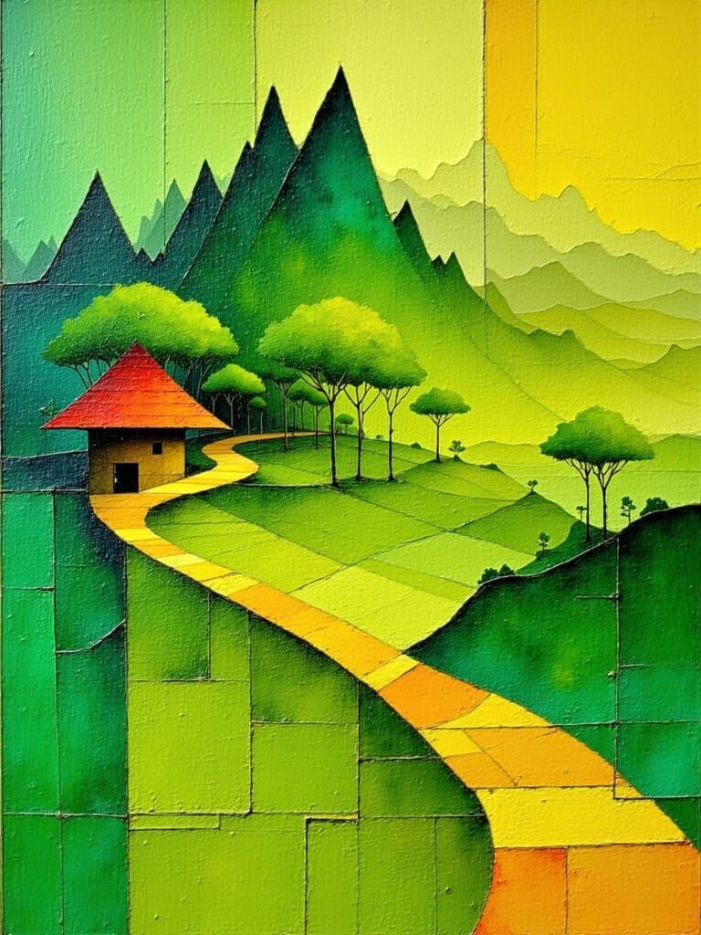 Abstract Mountains Landscape in Earth Tones