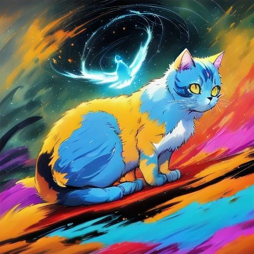 Cats Engage in Fierce Fauvist Battle Amidst Vibrant Colors