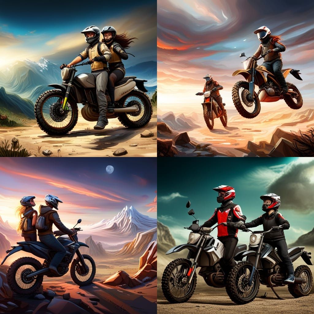 Boy and Girl Ride Off-Road Bike in 3D