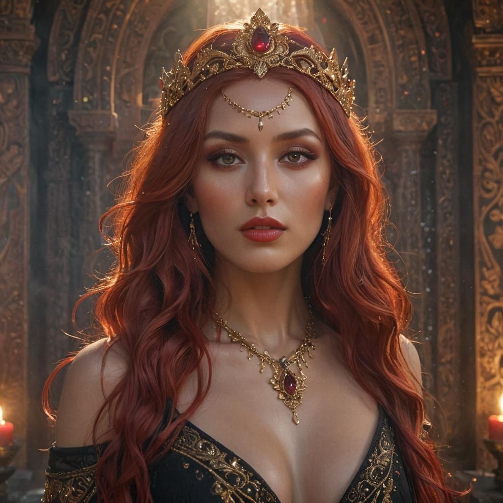 Goddess Portrait in Mystical Temple, Fantasy Art