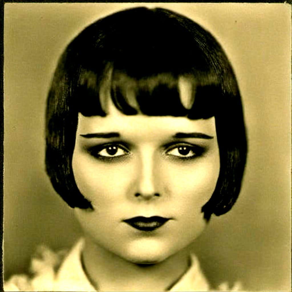Louise Brooks Portrait in Red, Green, and Gold
