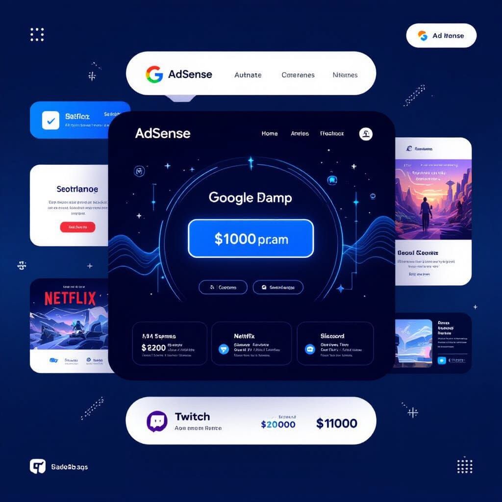 Sleek Digital Interface with AdSense and NFT Buttons