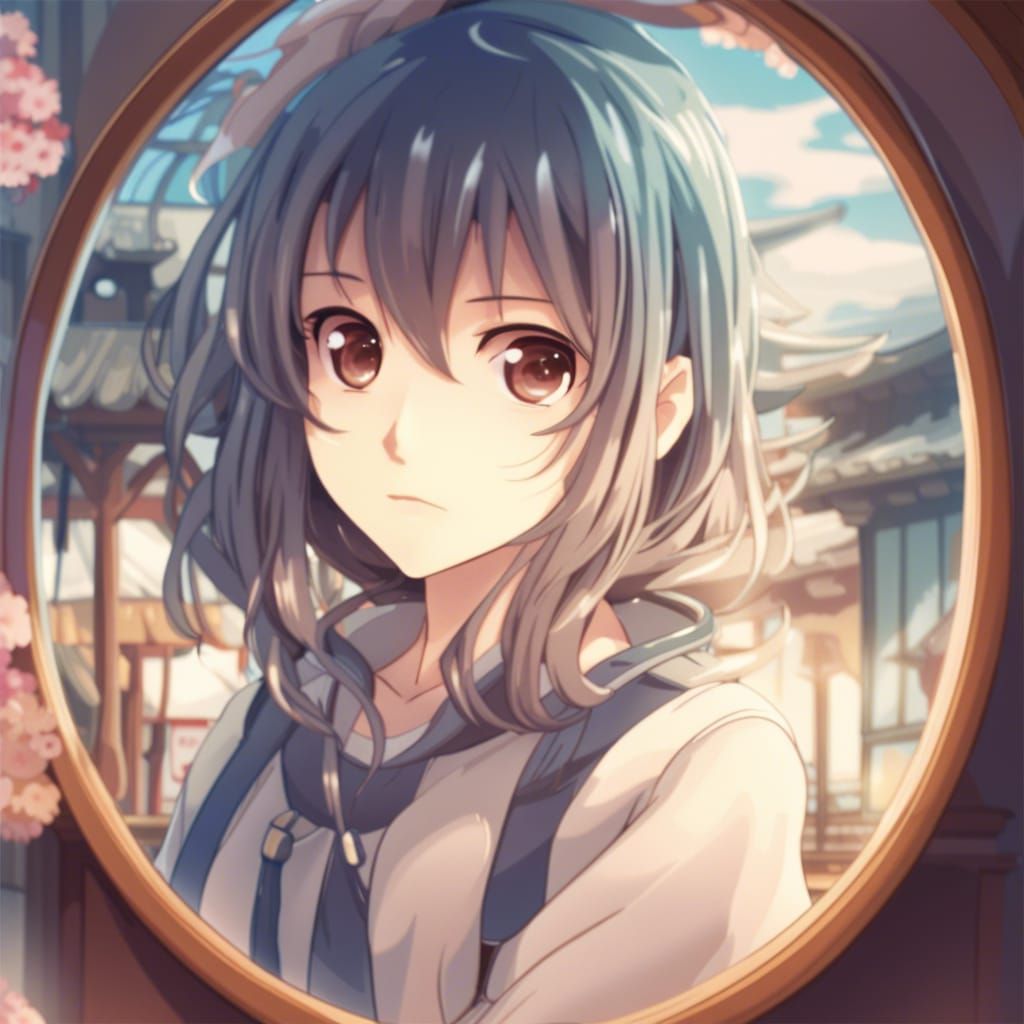 Recursive Anime Girl in Manga Style