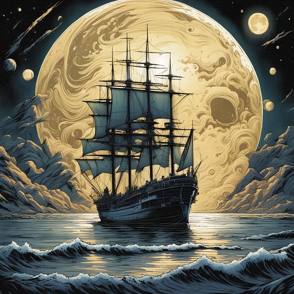 Cosmic Spaceship in Comic Book Art Style