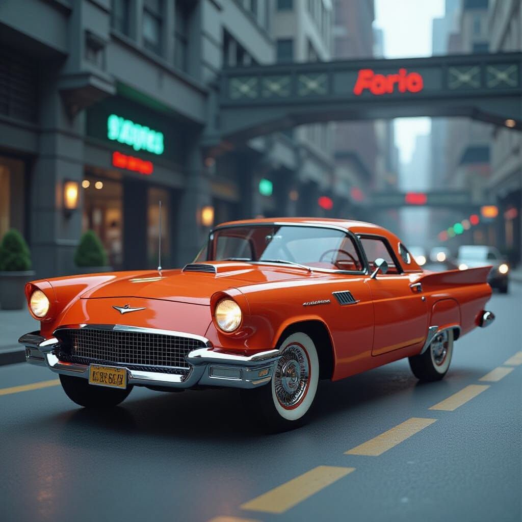 Retro Futurism Orange Chrome Sci-Fi Vehicles