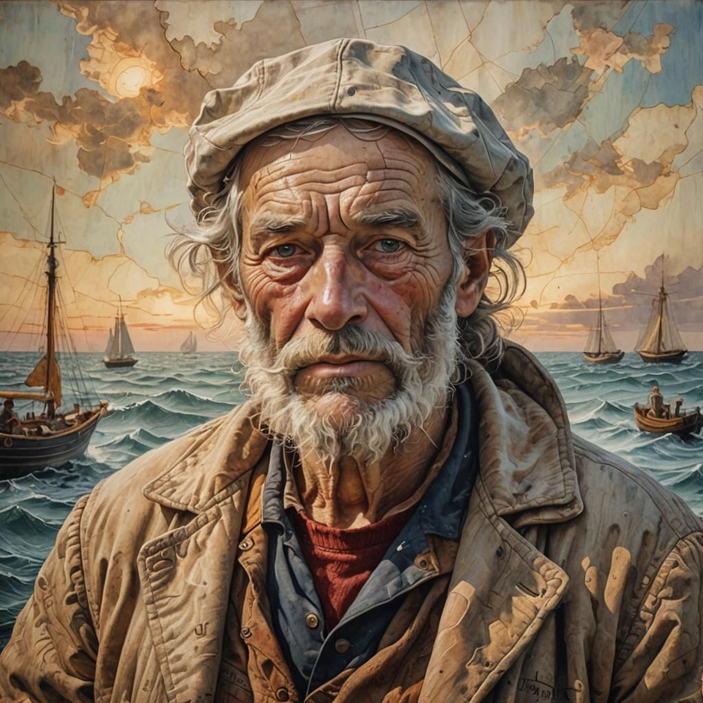 Weathered Sailor Portrait in Retro D&D Style