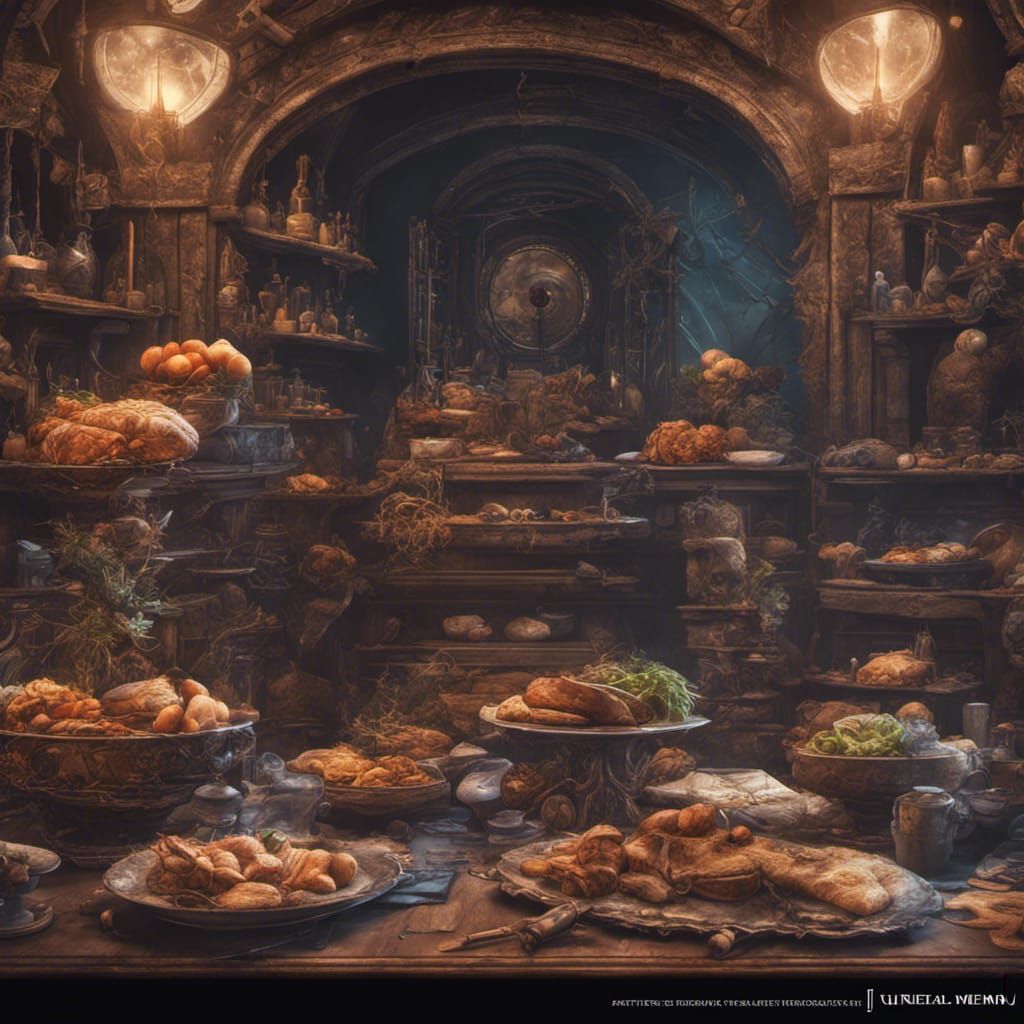 Fantastical Menu in Detailed Matte Painting Style