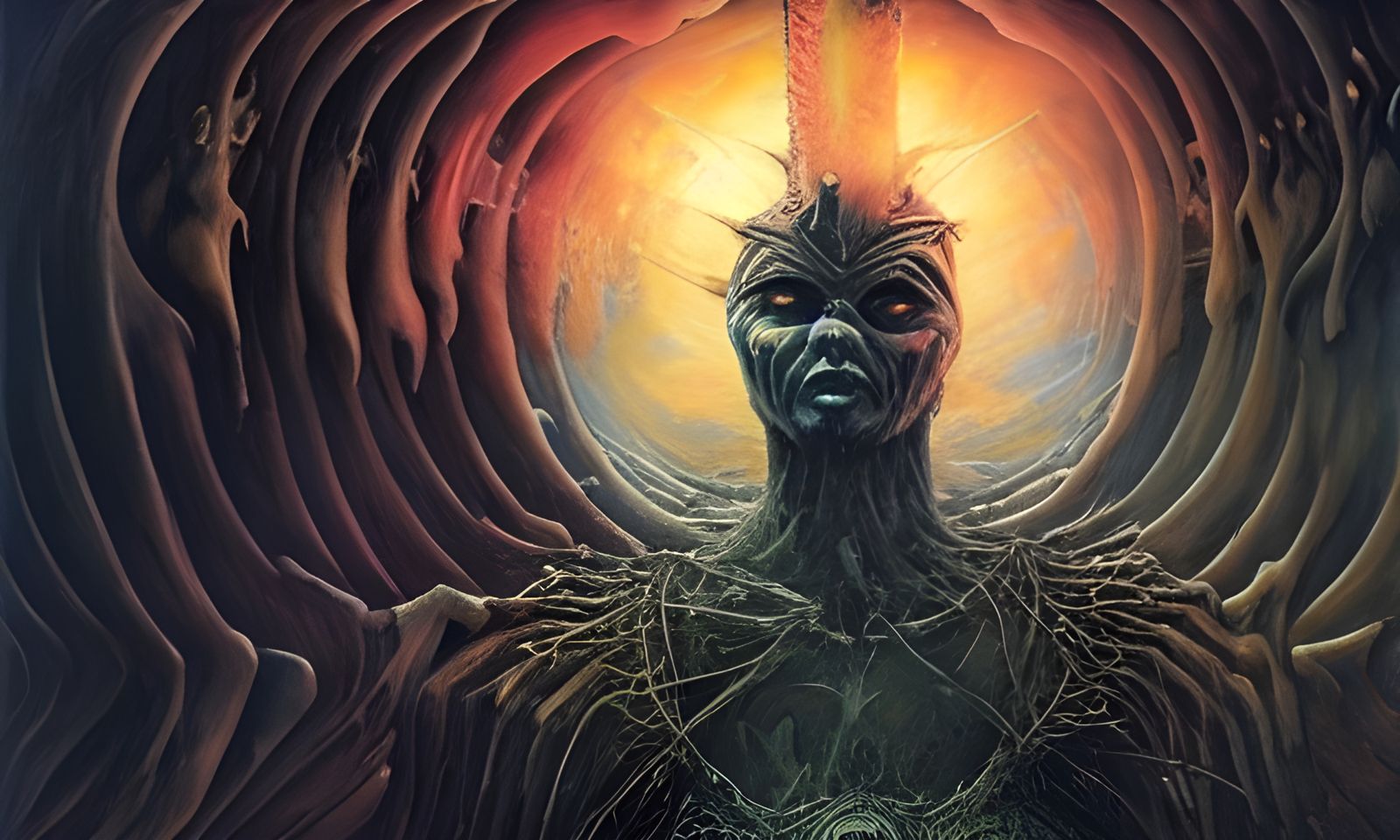 Dark Guardian: Fallen Warrior Angel in Afrofuturism Style