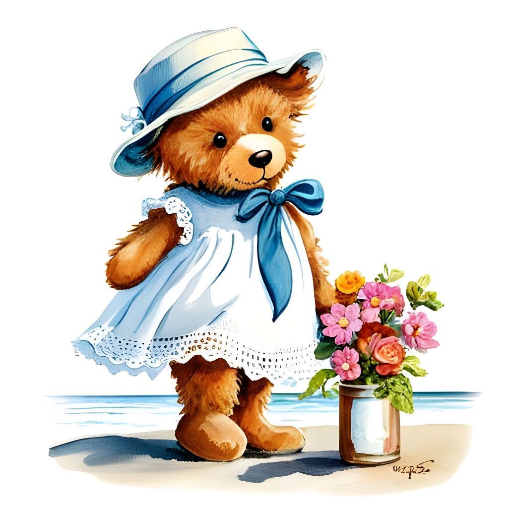 70's Teddy Bear Beach Day