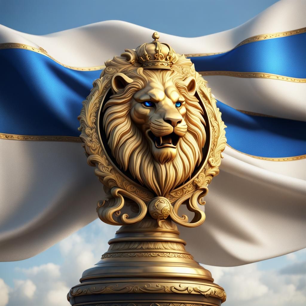 Kingdom of Jerusalem Lion on White Flag