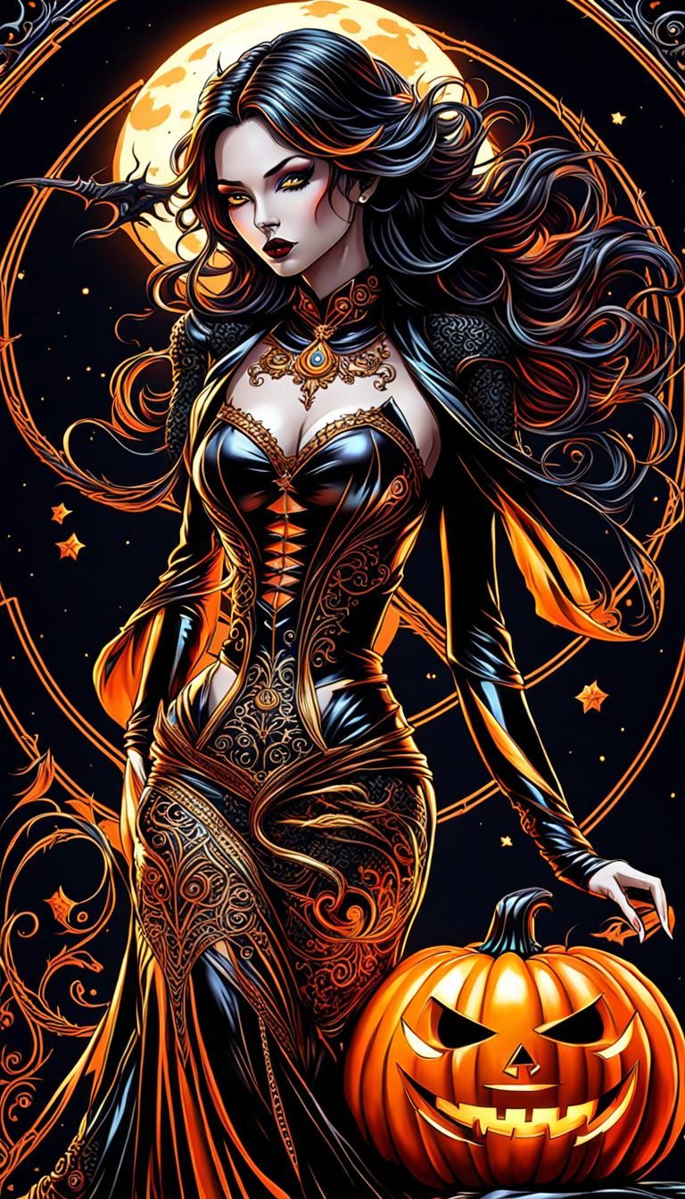 Shimmering Halloween Pumpkin Creature in Liquid Art Style