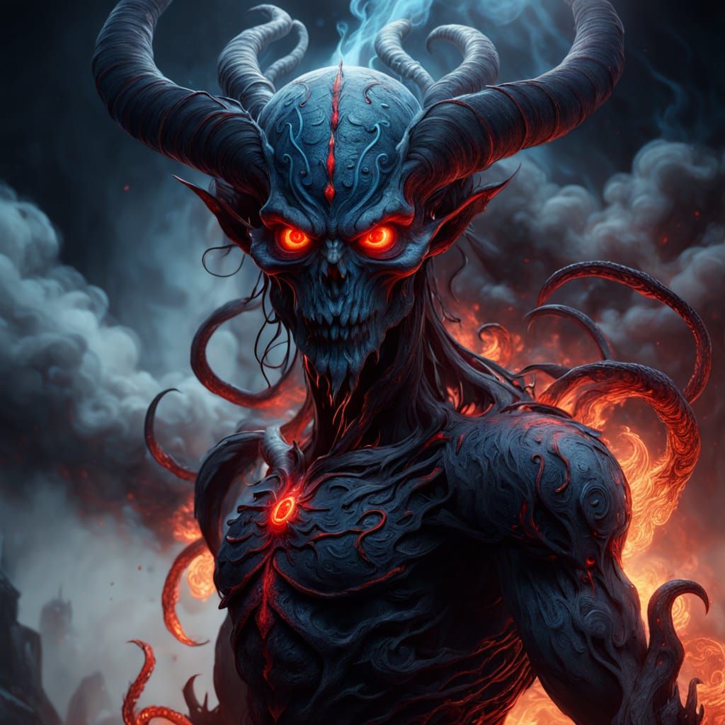 Mysterious Shadow Demon in a Dark Mystic Realm