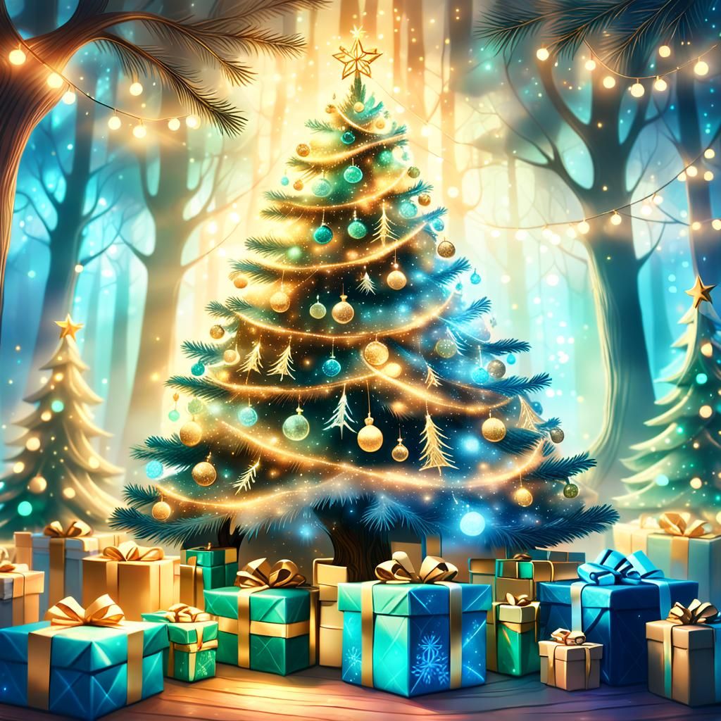 Magical Christmas Tree in Fantasy Forest Concept Art