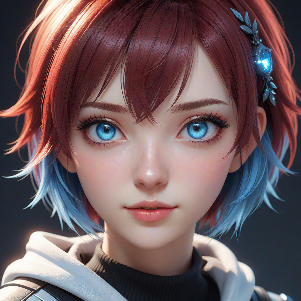 Cute Emo Girl in Moe Anime Style