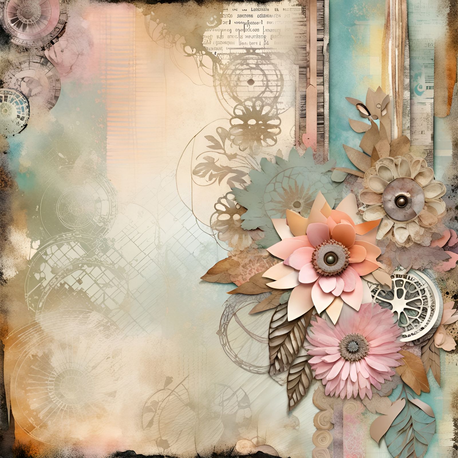 Vintage Boho Chic Collage in Pastel Tones