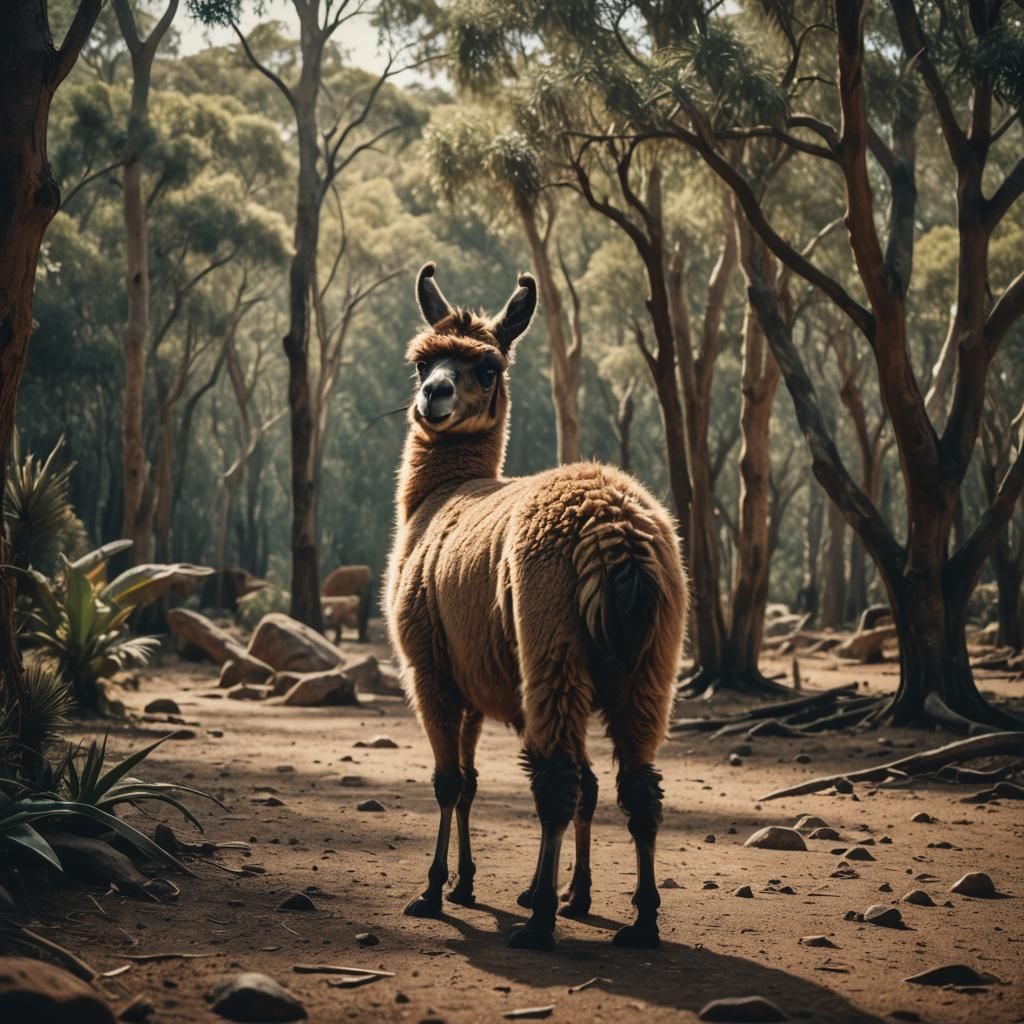 Llama-Kangaroo Hybrid in Cinematic Film Style