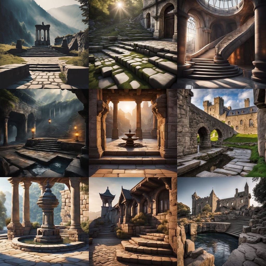 Magical Watchtower with Winding Stone Stairs